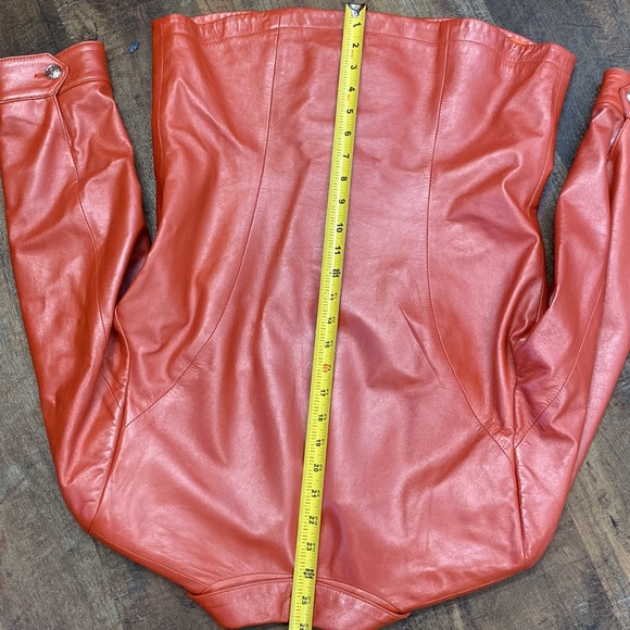 Griffith Gray by St. John Rust/Salmon Leather Jacket - Picture 10 of 11